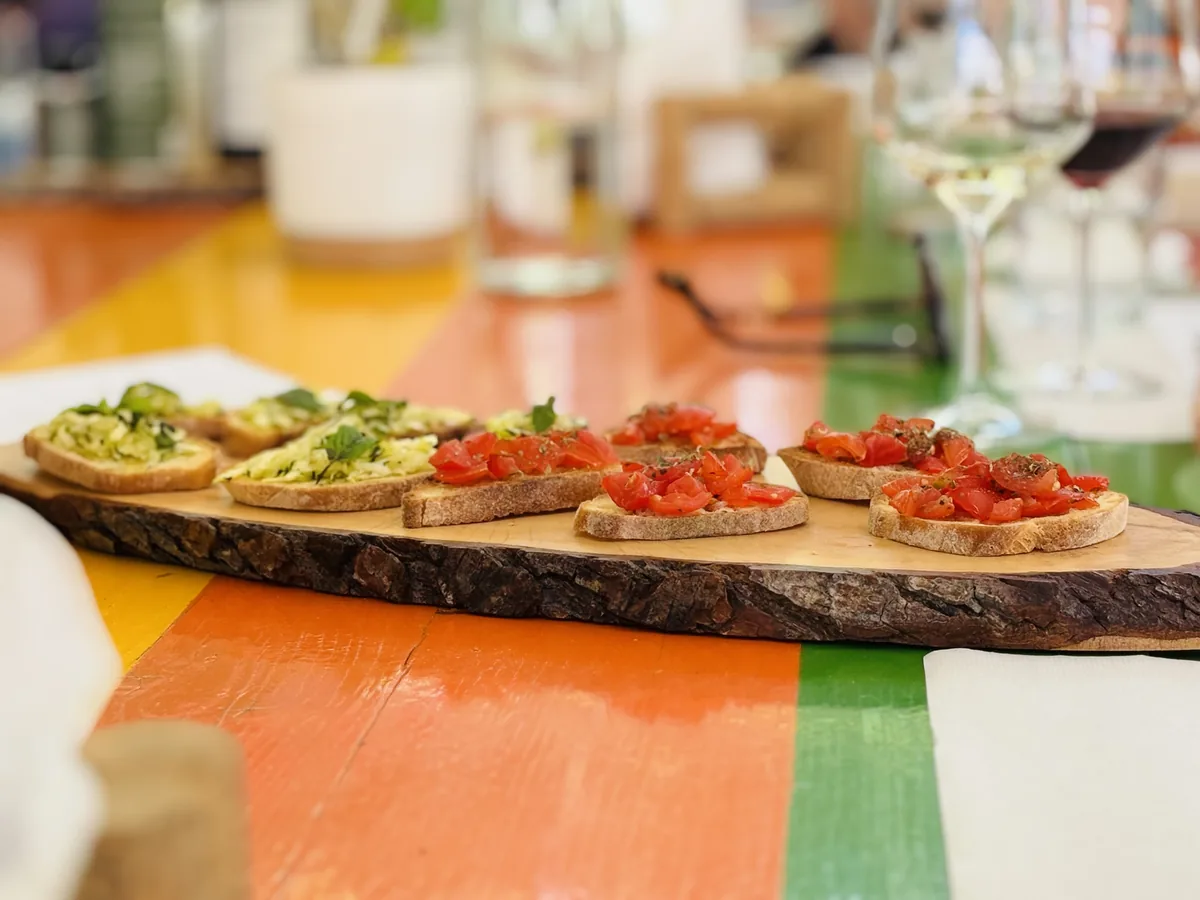 Fresh bruschetta prepared with local Sicilian ingredients