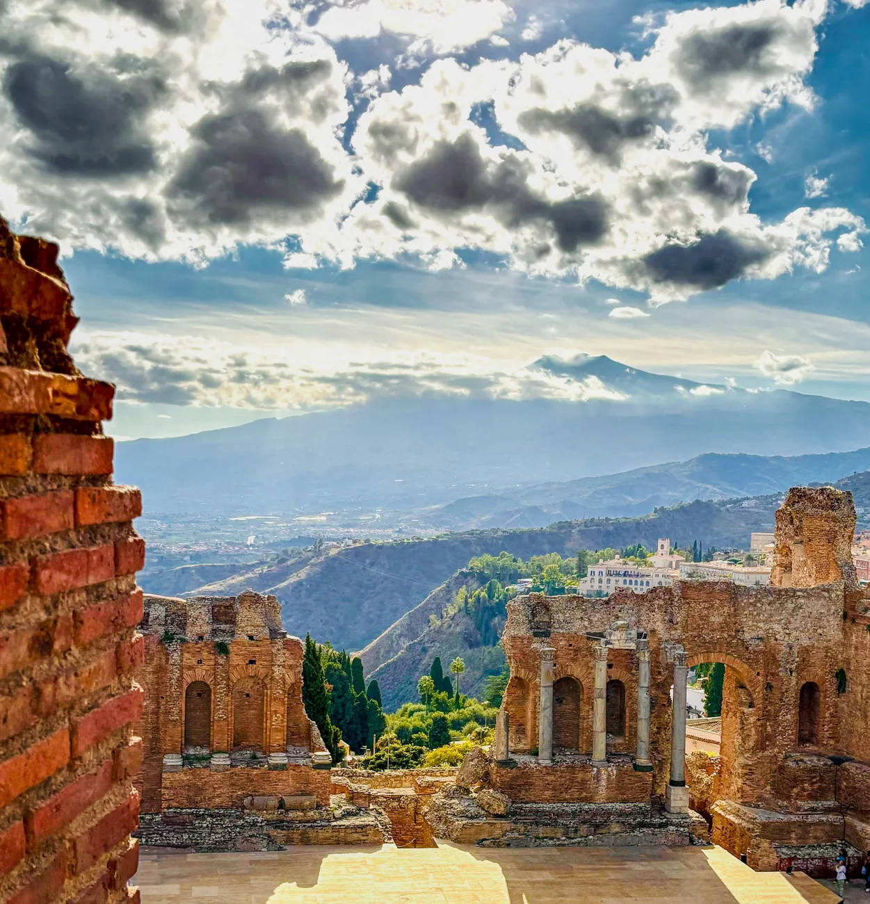 Taormina Greek theatre above the bay