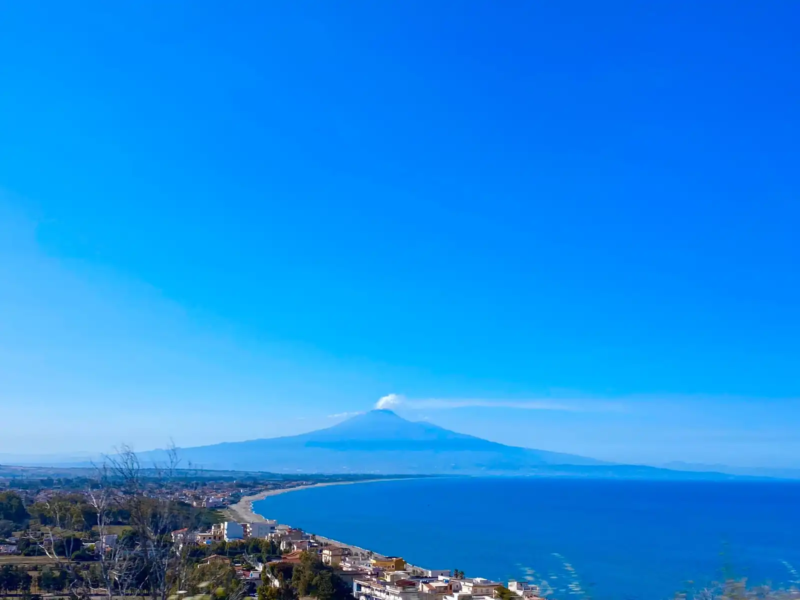 Mount Etna seen across Sicily
